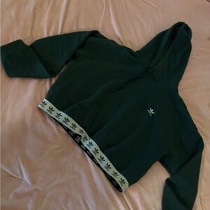 Adidas Green Hooded Sweater with Sleeve Stripe